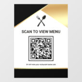 Zwart Goud Restaurant Digitaal QR Code Menu Raamsticker (Vel)