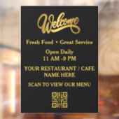 Zwart & Goud Restaurant Welkom  Raamsticker (Vel 2)