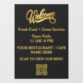 Zwart & Goud Restaurant Welkom  Raamsticker (Vel)