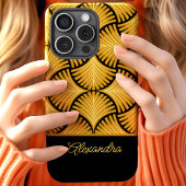 Zwart Goud Retro 1920s Gatsby Palms Script Naam Case-Mate iPhone Case