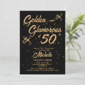 Zwart Goud Retro Gouden Glamoureuze 50ste Verjaard Kaart (Staand voorkant)