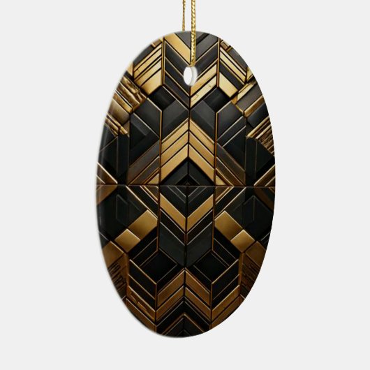 Zwart Goud Retro Keramisch Ornament (Rechts)