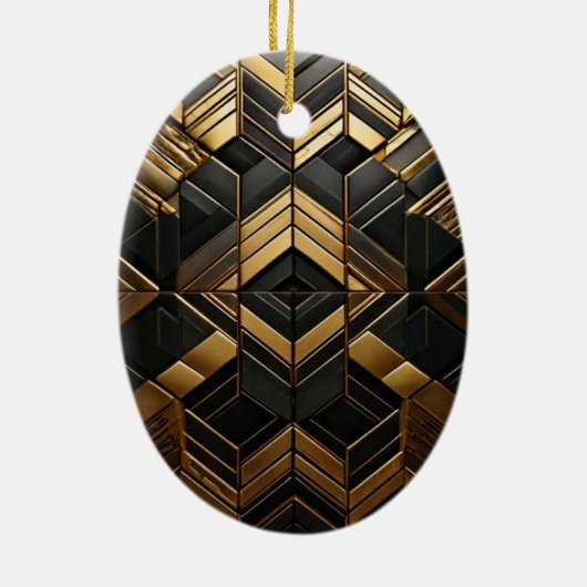 Zwart Goud Retro Keramisch Ornament (Achterkant)