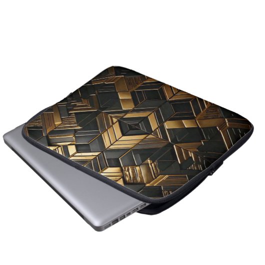 Zwart Goud Retro Laptop Sleeve (Voorkant onderkant)