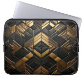 Zwart Goud Retro Laptop Sleeve (Voorkant)