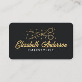 Zwart & Goud Retro Typografie Haarstylist Visitekaartje (Voorkant)
