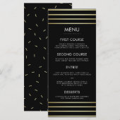 Zwart & Goud Rijst Confetti Typografie Wedding Men Menu (Voorkant / Achterkant)