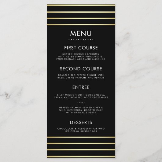 Zwart & Goud Rijst Confetti Typografie Wedding Men Menu (Voorkant)