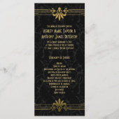Zwart Goud Roaring 20s Art Deco Trouwprogramma Programmakaart (Voorkant)