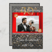 Zwart Goud & Rode Diamant 40ste Huwelijksverjaarda Kaart (Voorkant / Achterkant)