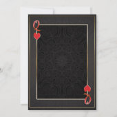 Zwart Goud & Rode Hartendame Elegante Trouwdag Kaart (Achterkant)