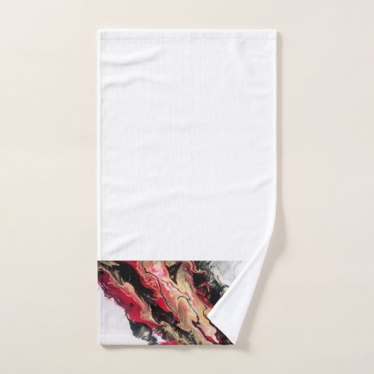 Zwart Goud Rood Abstract Grens op Wit Bad Handdoek (Handdoek)