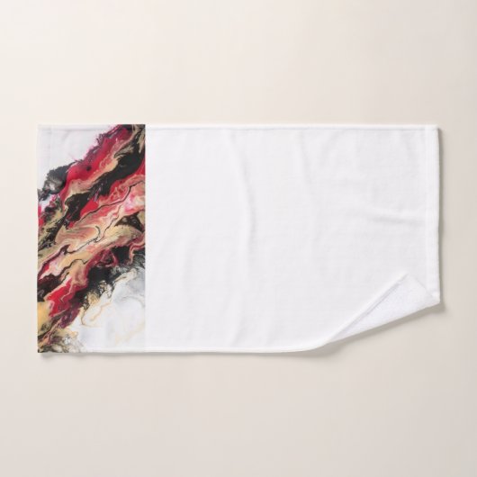 Zwart Goud Rood Abstract Grens op Wit Bad Handdoek (Handdoek)