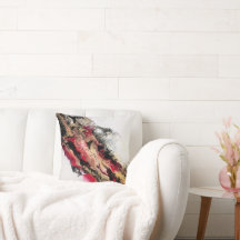 Zwart Goud Rood Abstract Kussen