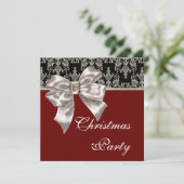 Zwart Goud Rood Damast Kerstfeest Kaart (Staand voorkant)