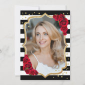 Zwart Goud Rood Foto Verrassing 50e Verjaardag Kaart (Achterkant)