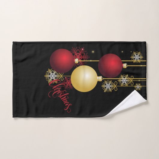 Zwart, Goud & Rood Kerstfeest Handdoek (Handdoek)