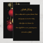 Zwart, Goud & Rood Kerstfeest Kaart (Voorkant / Achterkant)