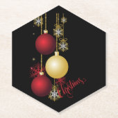 Zwart, Goud & Rood Kerstfeest Kartonnen Onderzetters (Voorkant)