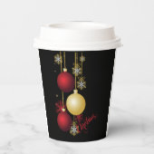 Zwart, Goud & Rood Kerstfeest Papieren Bekers (Achterkant)
