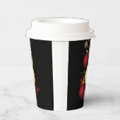 Zwart, Goud & Rood Kerstfeest Papieren Bekers (Rechts)