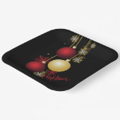 Zwart, Goud & Rood Kerstfeest Papieren Bordje (Gebogen)