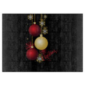 Zwart, Goud & Rood Kerstfeest Snijplank (Voorkant)