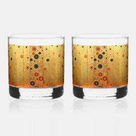 Zwart Goud Rood Modern Geometrisch Patroon Whisky Glas
