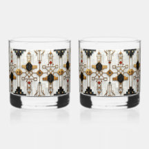 Zwart Goud Rood Modern Geometrisch Patroon