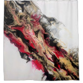 Zwart Goud Rood Negatieve Ruimte Abstract Douchegordijn (Voorkant)