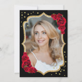 Zwart Goud Rood Rozen Foto 50e Verjaardag Kaart (Achterkant)