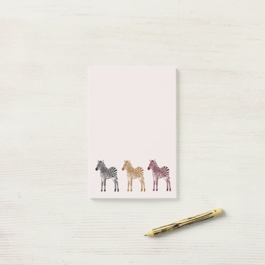 Zwart Goud Rood Zebra's Post-it® Notes (Op bureau)