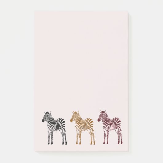 Zwart Goud Rood Zebra's Post-it® Notes (Voorkant)