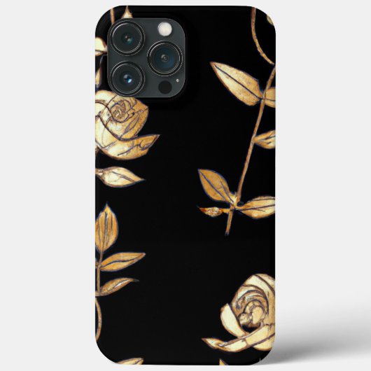 Zwart & Goud Roos Bloemenpatroon Case-Mate iPhone Case (Achterkant)