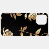 Zwart & Goud Roos Bloemenpatroon Case-Mate iPhone Case (Achterkant (horizontaal))