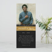 Zwart & Goud | Rouwfoto Herdenkings Gebedenkaart Kaart (Staand voorkant)