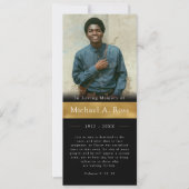 Zwart & Goud | Rouwfoto Herdenkings Gebedenkaart Kaart (Voorkant)