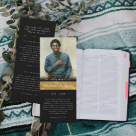 Zwart & Goud | Rouwfoto Herdenkings Gebedenkaart Kaart