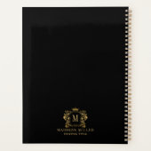 Zwart Goud Royal Crest Crown Scrolls Monogram Planner (Achterkant)