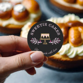 Zwart Goud & Roze Bakkerij Zakelijke Cake en Bloem Ronde Sticker