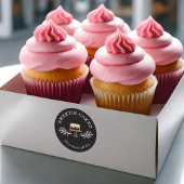 Zwart Goud & Roze Bakkerij Zakelijke Cake en Bloem Ronde Sticker