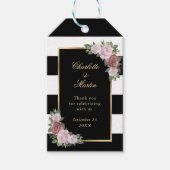Zwart Goud Roze Bloemen Bruiloft Dank u Favor Cadeaulabel (Voorkant)