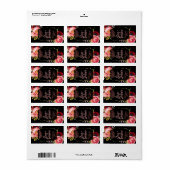 Zwart Goud Roze Bloemen Bruiloft Lip Balm Labels (Full Sheet)