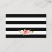 Zwart Goud Roze Bloemen Trouwdetails Kaart (Achterkant)