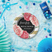 Zwart Goud Roze Bloemen Vrijgezellenfeest Bord (Feest)