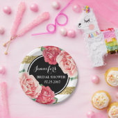 Zwart Goud Roze Bloemen Vrijgezellenfeest Bord (Feest)