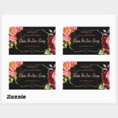 Zwart Goud Roze Bloemen Waterverf Zeep Rechthoekige Sticker (Vel)