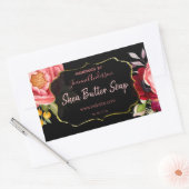 Zwart Goud Roze Bloemen Waterverf Zeep Rechthoekige Sticker (Envelop)