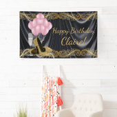 Zwart Goud Roze Hoge Hak Schoen Verjaardag Banner (Insitu)