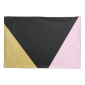 Zwart Goud & Roze Kleurblok Mod Glam Driehoeken Kussensloop (Achterkant)